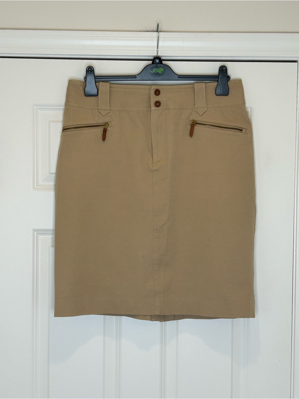 Lauren Ralph Lauren Khaki Pencil Skirt with Zip Pocket Accents Size 12